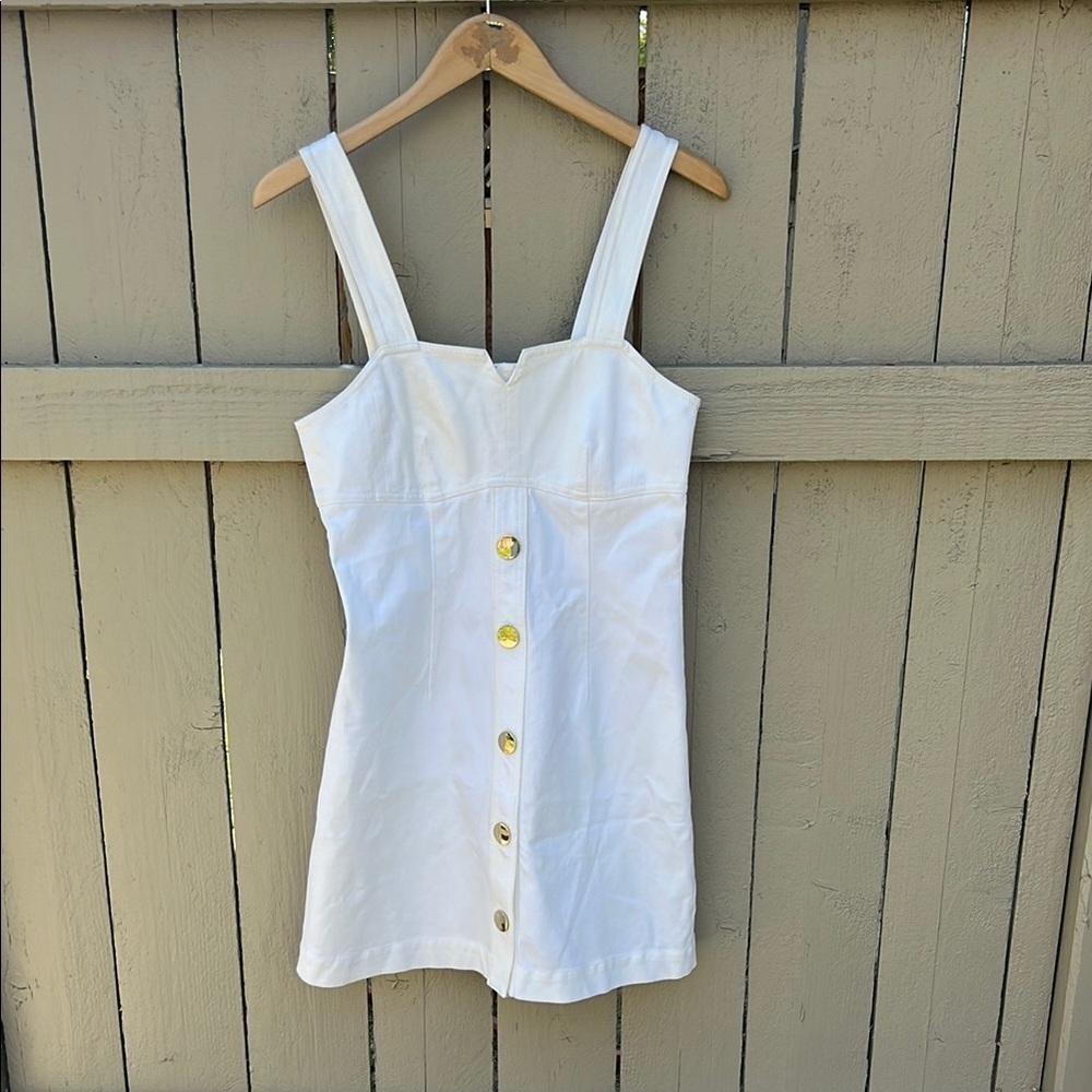 Derek Lam 10 Cosby White Denim Mini Dress Bodycon Sleeveless Spring Summer Sz 4